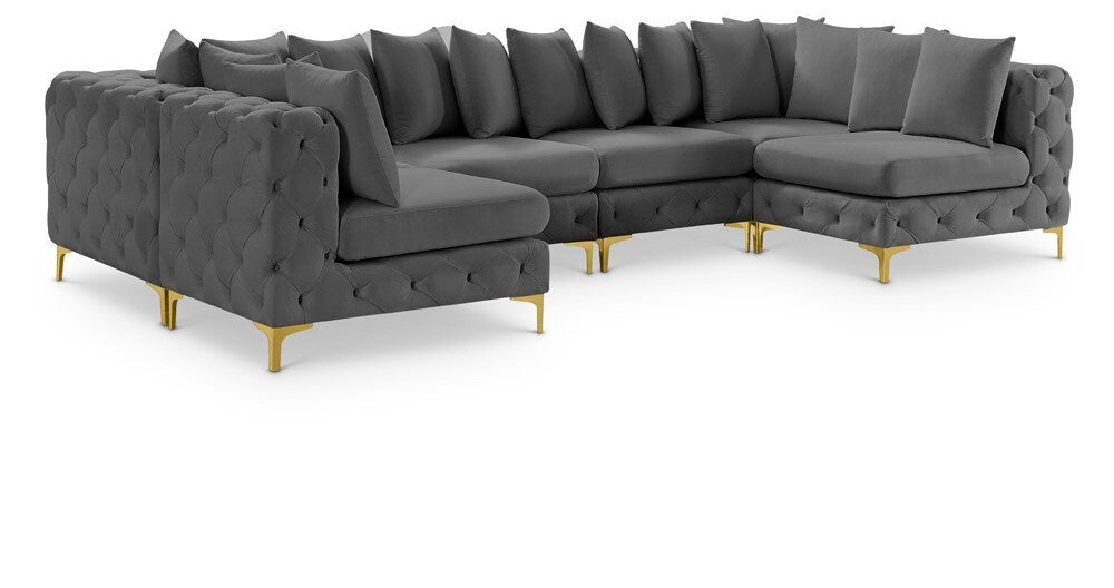 Meridian Furniture - Tremblay Grey Velvet Modular Sectional - 6Pc - 686Grey-Sec6B veiw 1