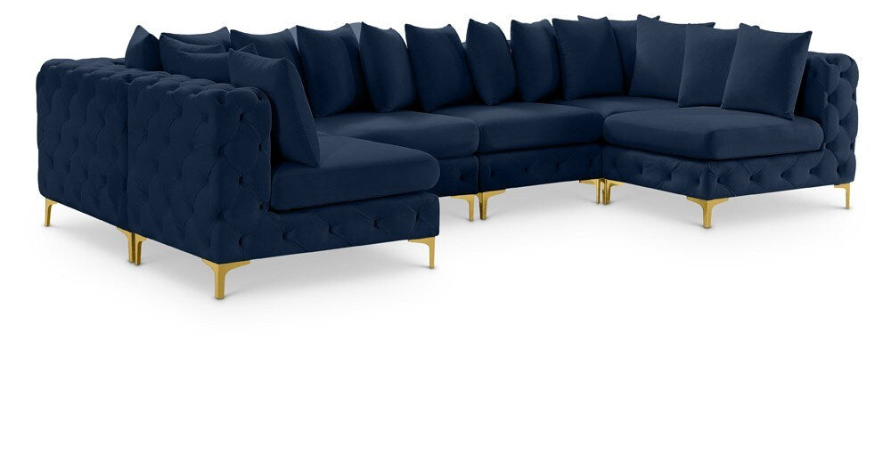 Meridian Furniture - Tremblay Navy Velvet Modular Sectional - 6Pc - 686Navy-Sec6B veiw 1