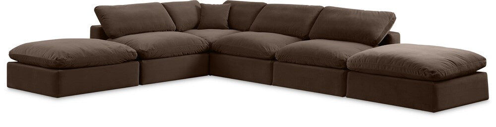 Meridian Furniture - Comfy Brown Velvet Modular Sectional - 6Pc - 189Brown-Sec6E veiw 1