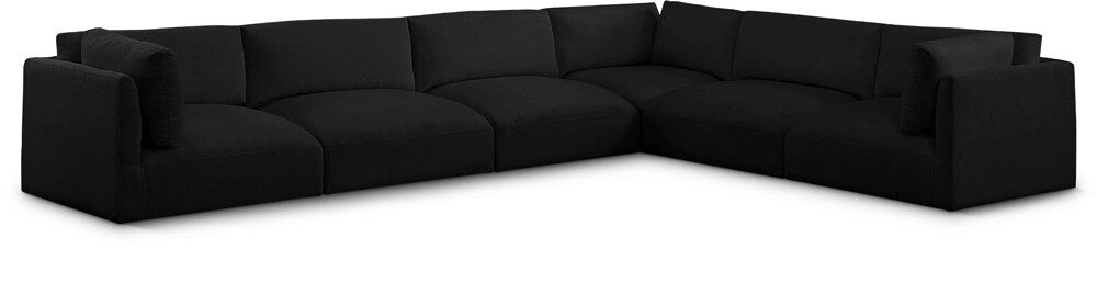 Meridian Furniture - Ease Black Polyester Fabric Modular Sectional - 6Pc - 696Black-Sec6D veiw 1