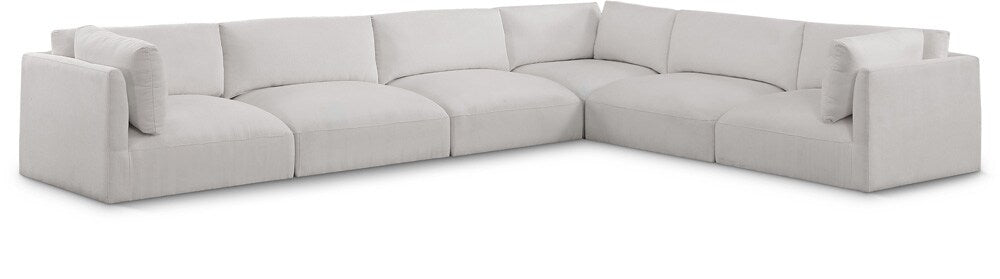 Meridian Furniture - Ease Cream Polyester Fabric Modular Sectional - 6Pc - 696Cream-Sec6D veiw 1