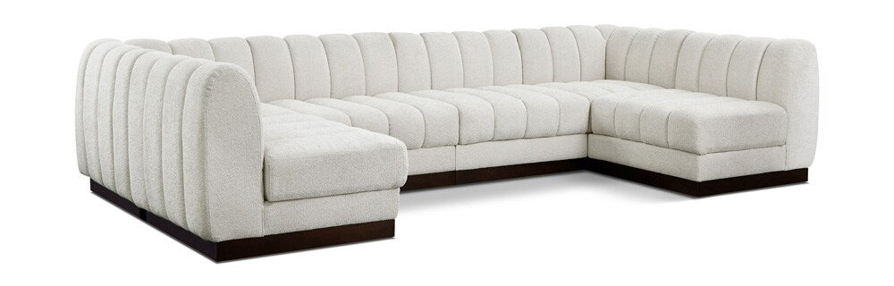 Meridian Furniture - Quinn Cream Chenille Fabric Modular Sectional - 6Pc - 124Cream-Sec6A veiw 1