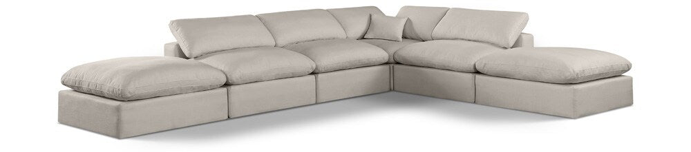 Meridian Furniture - Comfy Beige Linen Textured Fabric Modular Sectional - 6Pc - 187Beige-Sec6E veiw 1