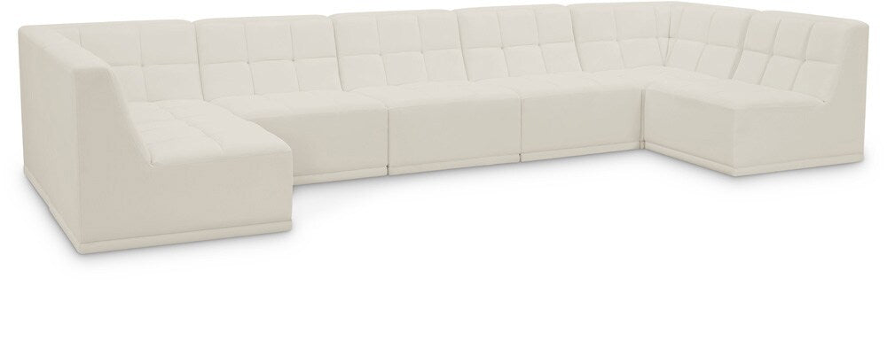 Meridian Furniture - Relax Cream Velvet Modular Sectional - 7Pc - 650Cream-Sec7A veiw 1
