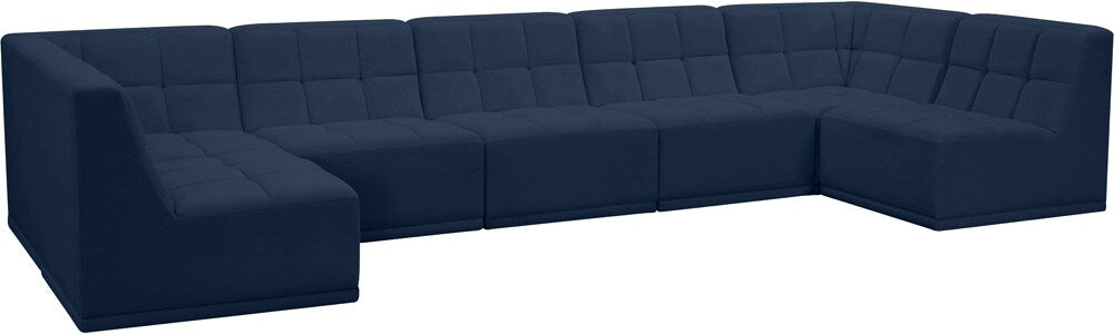 Meridian Furniture - Relax Navy Velvet Modular Sectional - 7Pc - 650Navy-Sec7A veiw 1