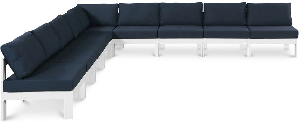 Meridian Furniture - Nizuc Navy Water Resistant Fabric Outdoor Patio Modular Sectional - 9Pc - 375Navy-Sec9A veiw 1