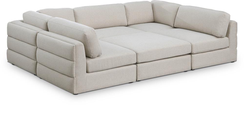 Meridian Furniture - Beckham Beige Durable Linen Textured Fabric Modular Sectional - 6Pc - 681Beige-Sec6A veiw 1