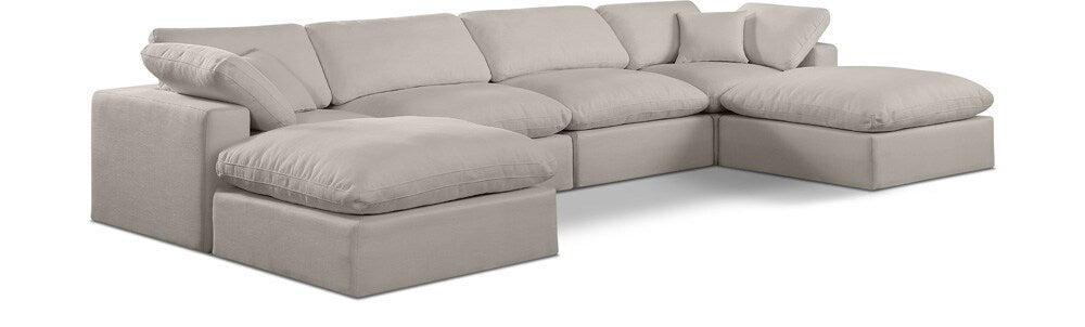 Meridian Furniture - Comfy Beige Linen Textured Fabric Modular Sectional - 6Pc - 187Beige-Sec6B veiw 1