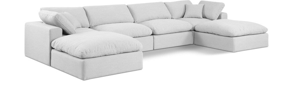Meridian Furniture - Comfy White Linen Textured Fabric Modular Sectional - 6Pc - 187White-Sec6B veiw 1