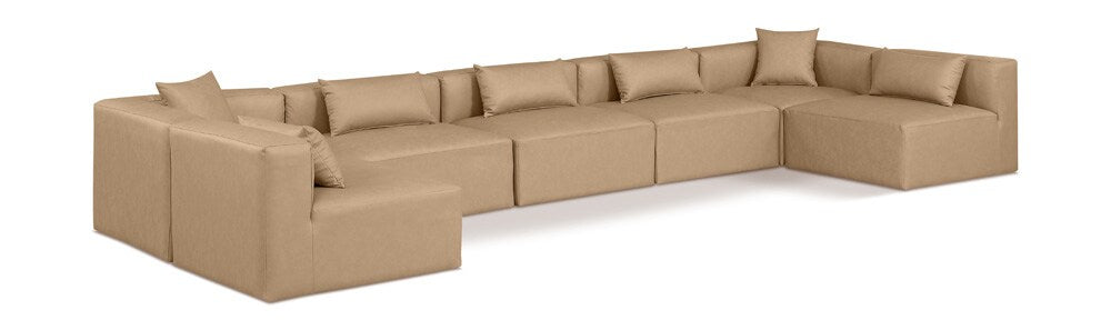 Meridian Furniture - Cube Tan Vegan Leather Modular Sectional - 7Pc - 668Tan-Sec7B veiw 1