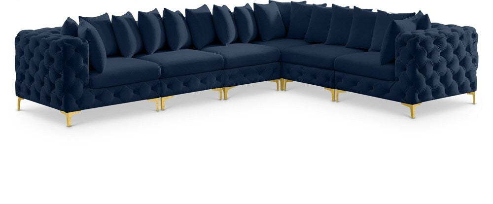Meridian Furniture - Tremblay Navy Velvet Modular Sectional - 6Pc - 686Navy-Sec6A veiw 1