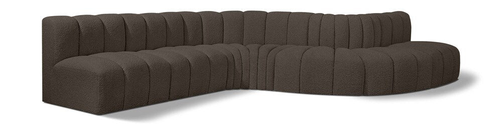 Meridian Furniture - Arc Brown Boucle Fabric Modular Sofa - 7Pc - 102Brown-S7C veiw 1
