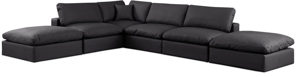 Meridian Furniture - Comfy Black Vegan Leather Modular Sectional - 6Pc - 188Black-Sec6E veiw 1