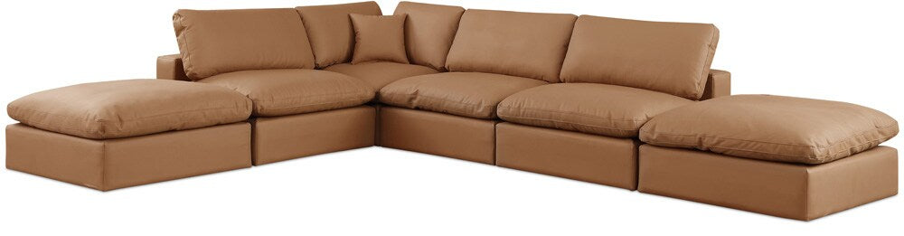 Meridian Furniture - Comfy Cognac Vegan Leather Modular Sectional - 6Pc - 188Cognac-Sec6E veiw 1