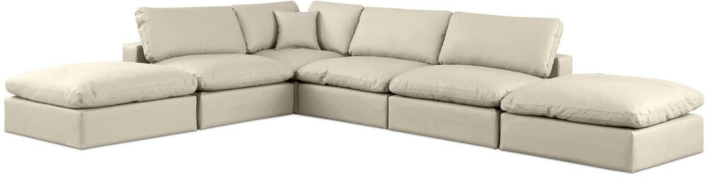 Meridian Furniture - Comfy Cream Vegan Leather Modular Sectional - 6Pc - 188Cream-Sec6E veiw 1