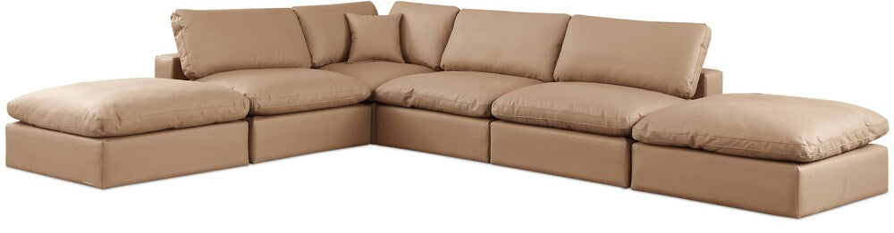 Meridian Furniture - Comfy Tan Vegan Leather Modular Sectional - 6Pc - 188Tan-Sec6E veiw 1