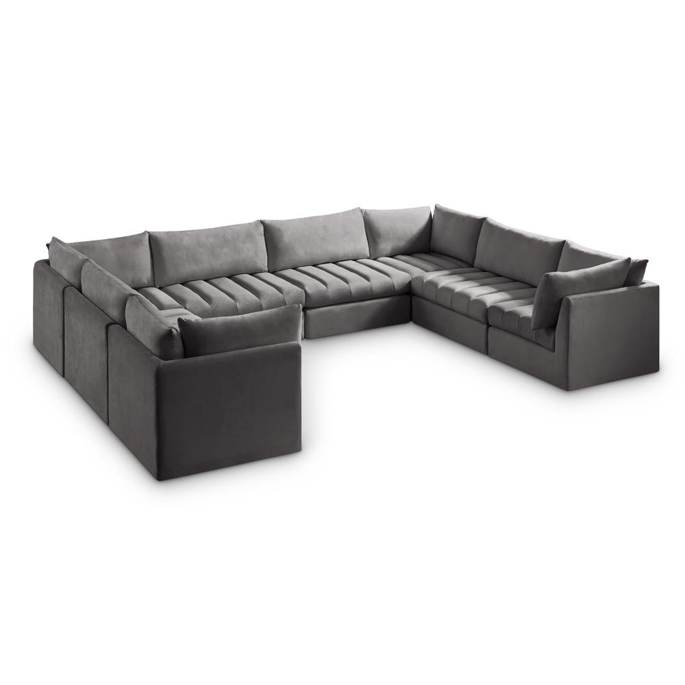 Meridian Furniture - Jacob Grey Velvet Modular Sectional - 8Pc - 649Grey-Sec8A veiw 1