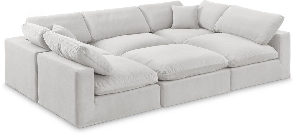 Meridian Furniture - Comfy Cream Velvet Modular Sectional - 6Pc - 189Cream-Sec6C veiw 1