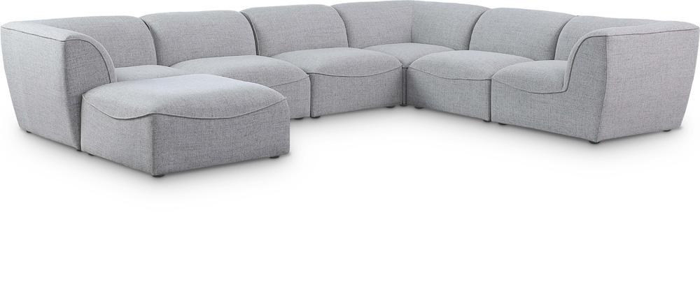 Meridian Furniture - Miramar Grey Durable Linen Textured Modular Sectional - 7Pc - 683Grey-Sec7A veiw 1