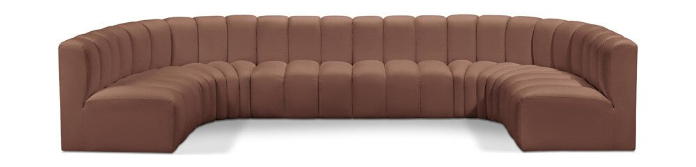 Meridian Furniture - Arc Cognac Vegan Leather Modular Sofa - 8Pc - 101Cognac-S8A veiw 1