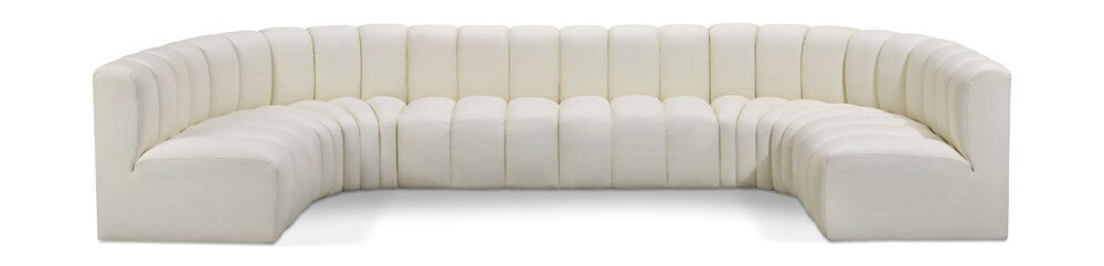 Meridian Furniture - Arc Cream Vegan Leather Modular Sofa - 8Pc - 101Cream-S8A veiw 1