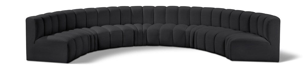Meridian Furniture - Arc Black Vegan Leather Modular Sofa - 8Pc - 101Black-S8B veiw 1