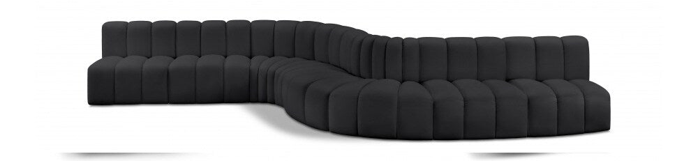 Meridian Furniture - Arc Black Vegan Leather Modular Sofa - 8Pc - 101Black-S8C veiw 1