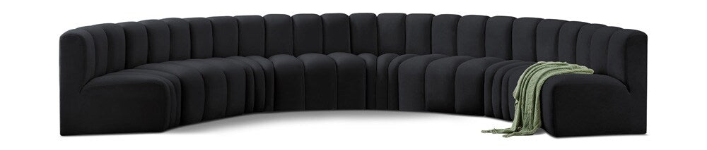 Meridian Furniture - Arc Black Velvet Modular Sofa - 8Pc - 103Black-S8B veiw 1