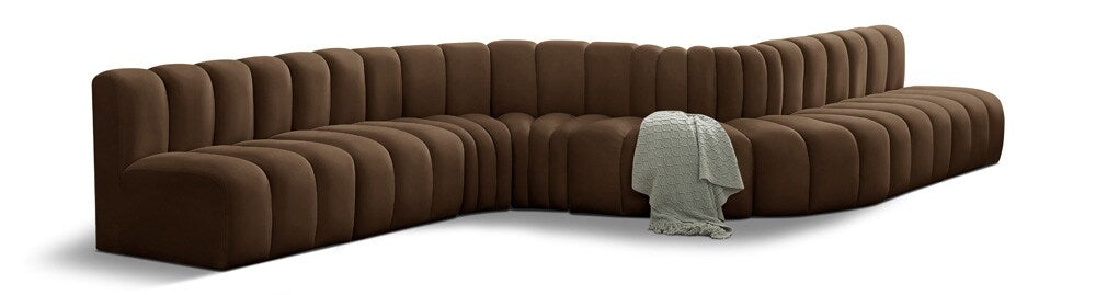 Meridian Furniture - Arc Brown Velvet Modular Sofa - 8Pc - 103Brown-S8C veiw 1