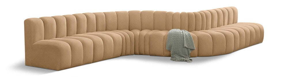 Meridian Furniture - Arc Camel Velvet Modular Sofa - 8Pc - 103Camel-S8C veiw 1