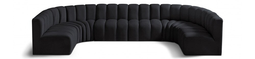 Meridian Furniture - Arc Black Velvet Modular Sofa - 8Pc - 103Black-S8A veiw 1