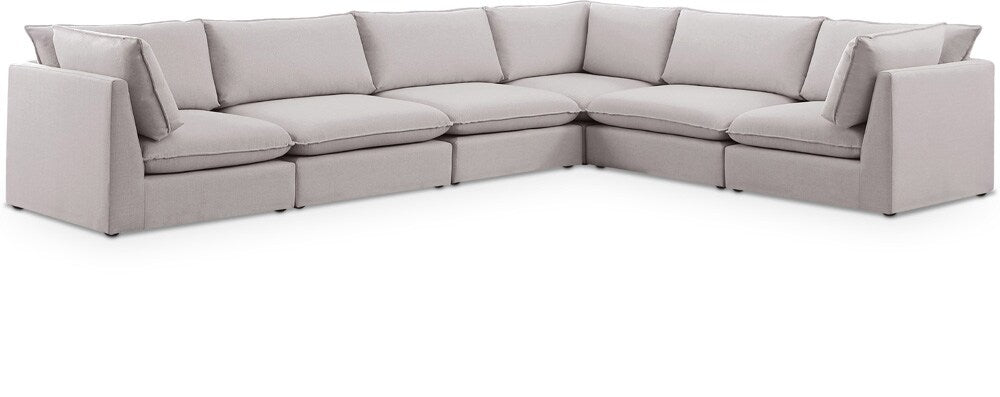 Meridian Furniture - Mackenzie Beige Durable Linen Textured Modular Sectional - 6Pc - 688Beige-Sec6A veiw 1