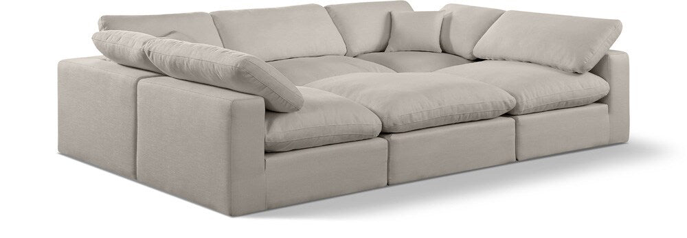 Meridian Furniture - Comfy Beige Linen Textured Fabric Modular Sectional - 6Pc - 187Beige-Sec6C veiw 1