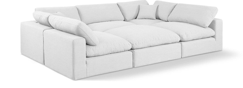 Meridian Furniture - Comfy White Linen Textured Fabric Modular Sectional - 6Pc - 187White-Sec6C veiw 1