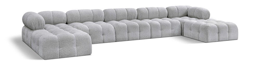 Meridian Furniture - Ames Grey Boucle Fabric Modular Sectional - 7Pc - 611Grey-Sec7B veiw 1