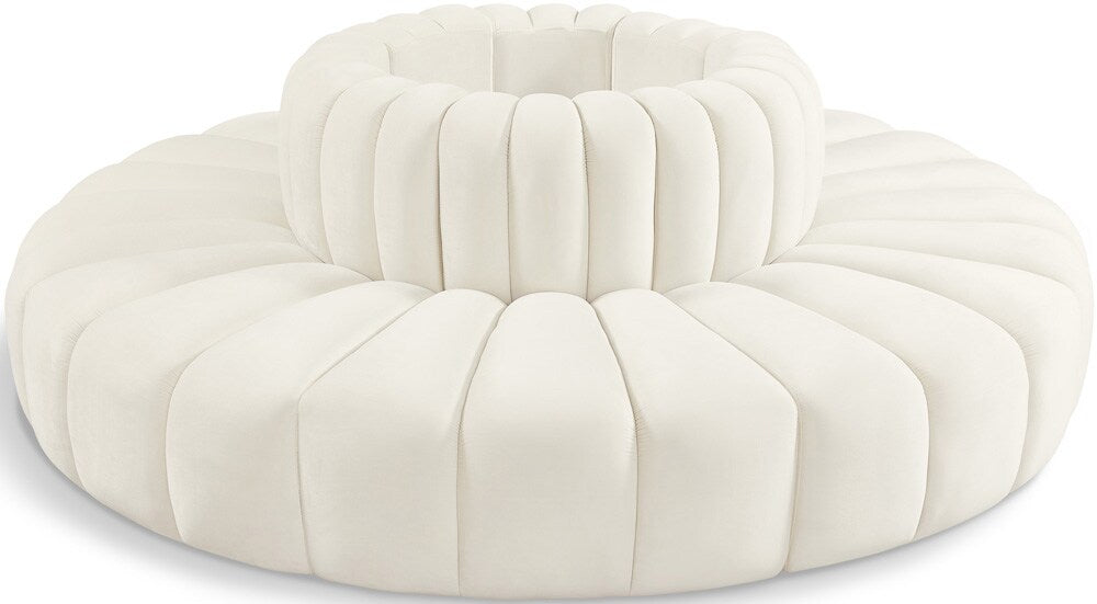 Meridian Furniture - Arc Cream Velvet Modular Sofa - 8Pc - 103Cream-S8D veiw 1