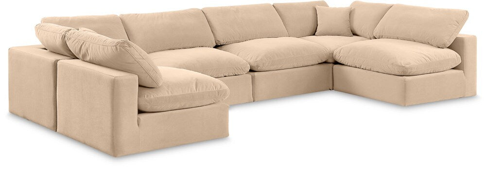 Meridian Furniture - Comfy Beige Velvet Modular Sectional - 6Pc - 189Beige-Sec6D veiw 1