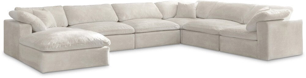Meridian Furniture - Cozy Cream Velvet Comfort Modular Sectional - 7Pc - 634Cream-Sec7A veiw 1
