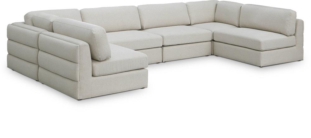 Meridian Furniture - Beckham Beige Durable Linen Textured Fabric Modular Sectional - 6Pc - 681Beige-Sec6B veiw 1