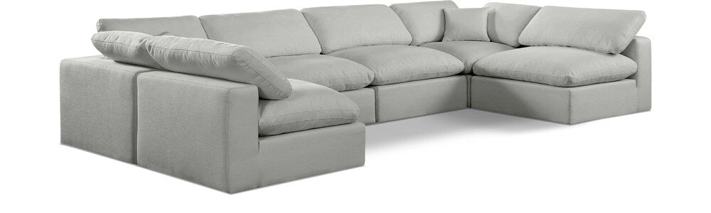 Meridian Furniture - Comfy Grey Linen Textured Fabric Modular Sectional - 6Pc - 187Grey-Sec6D veiw 1