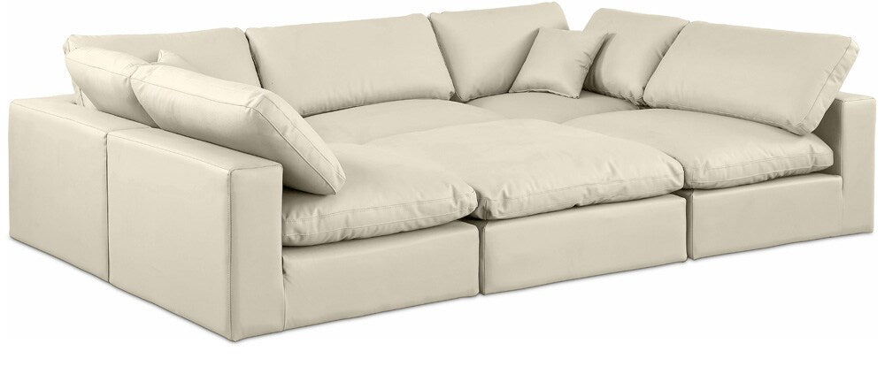 Meridian Furniture - Comfy Cream Vegan Leather Modular Sectional - 6Pc - 188Cream-Sec6C veiw 1