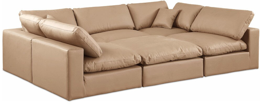 Meridian Furniture - Comfy Tan Vegan Leather Modular Sectional - 6Pc - 188Tan-Sec6C veiw 1