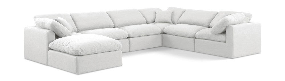 Meridian Furniture - Indulge White Linen Textured Fabric Modular Sectional - 7Pc - 141White-Sec7A veiw 1