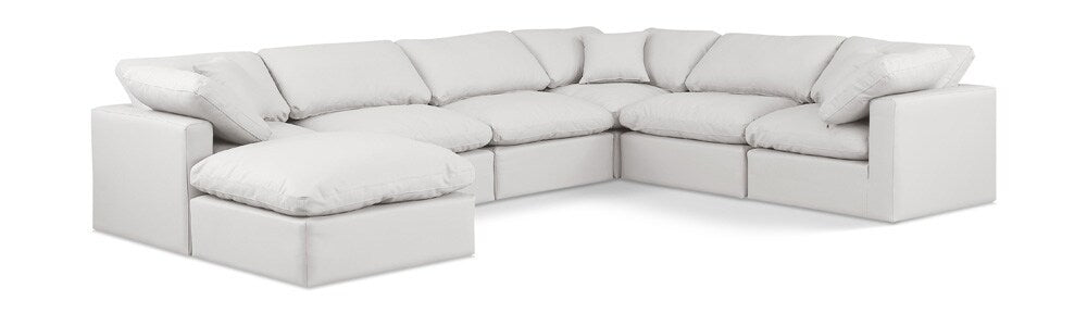 Meridian Furniture - Indulge Cream Vegan Leather Modular Sectional - 7Pc - 146Cream-Sec7A veiw 1