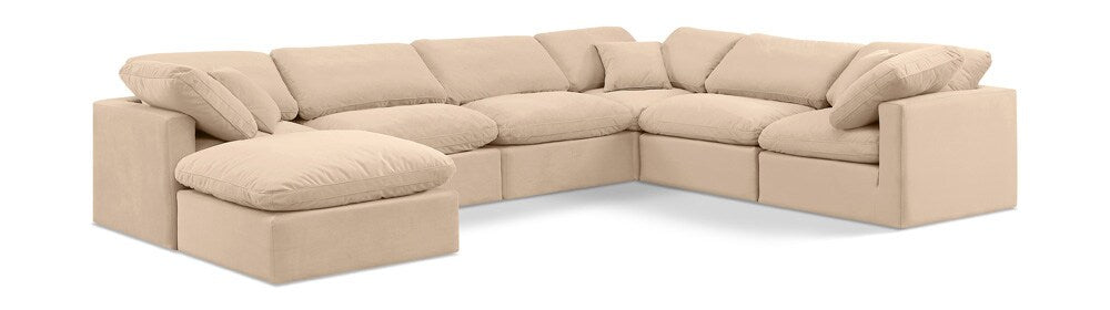 Meridian Furniture - Indulge Beige Velvet Modular Sectional - 7Pc - 147Beige-Sec7A veiw 1