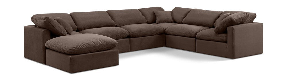 Meridian Furniture - Indulge Brown Velvet Modular Sectional - 7Pc - 147Brown-Sec7A veiw 1