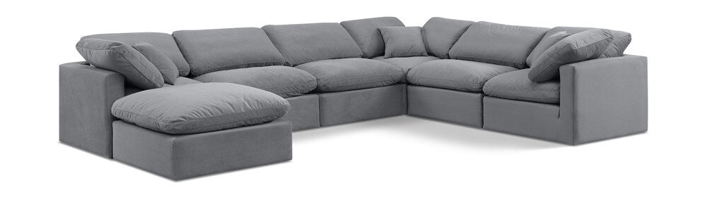 Meridian Furniture - Indulge Grey Velvet Modular Sectional - 7Pc - 147Grey-Sec7A veiw 1