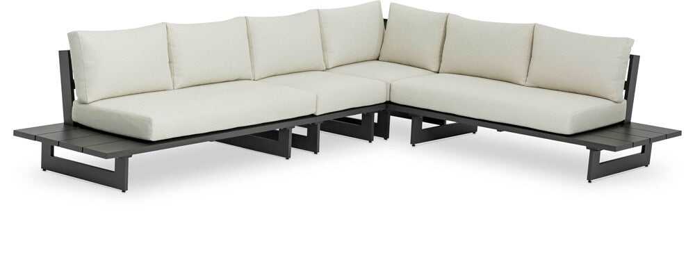 Meridian Furniture - Maldives Cream Water Resistant Fabric Outdoor Patio Modular Sectional - 4Pc - 338Cream-Sec1B veiw 1