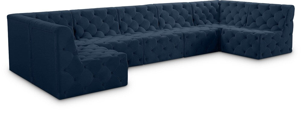 Meridian Furniture - Tuft Navy Velvet Modular Sectional - 7Pc - 680Navy-Sec7A veiw 1