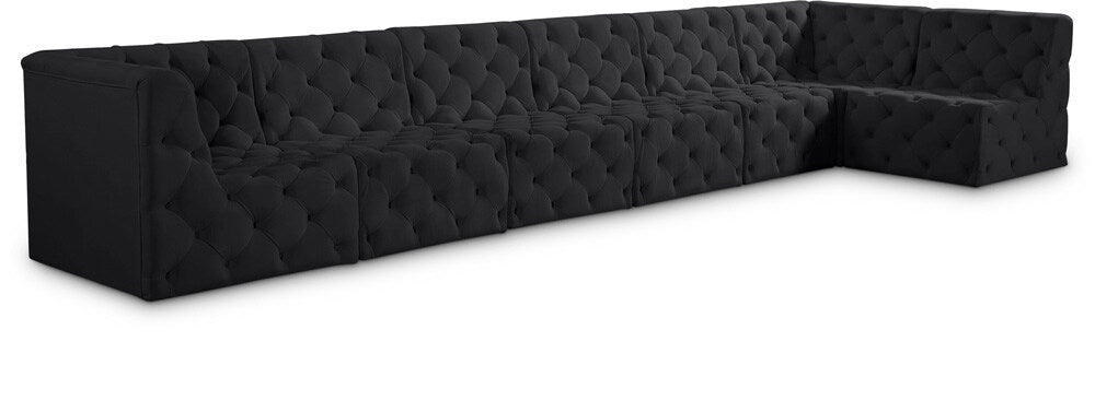 Meridian Furniture - Tuft Black Velvet Modular Sectional - 7Pc - 680Black-Sec7B veiw 1